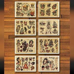 Set of 31 American Traditional Flash Sheet Prints, Size 8.5 x 11